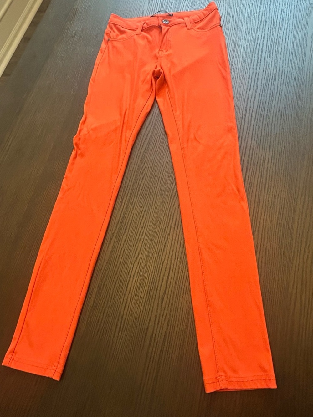 Bright Orange Stretch Skinny Pants Dinamit Golden Jeans 25 Italian